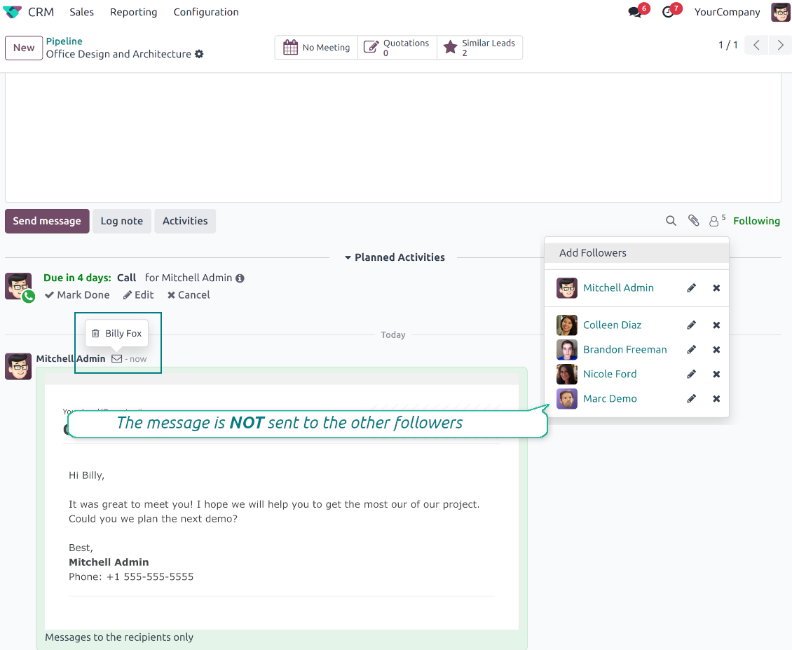 Odoo confidential discussion