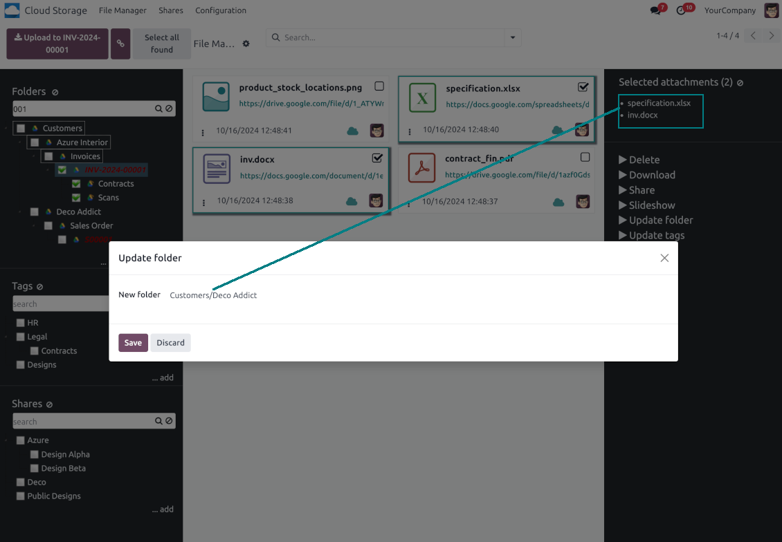 Actualizare în masă a fișierelor: actualizare dosar
