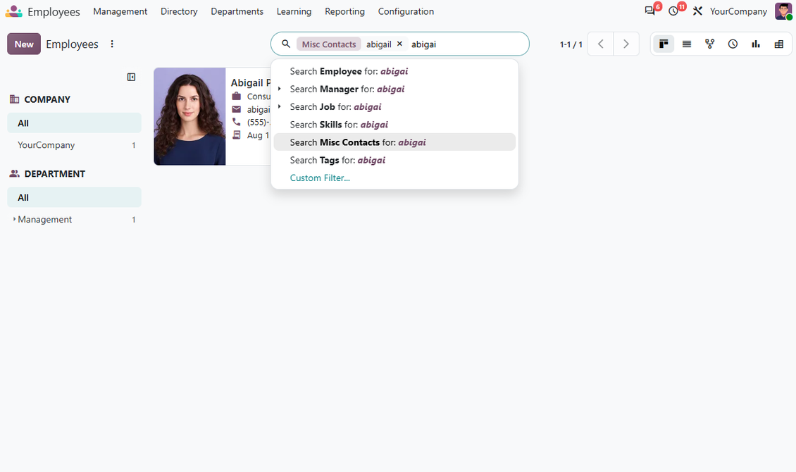 Search by misc contact data