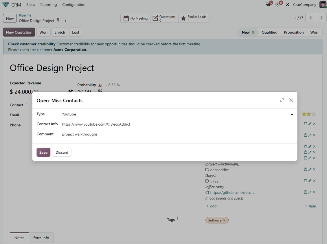 CRM-Zusatzkontakt: anlegen und bearbeiten