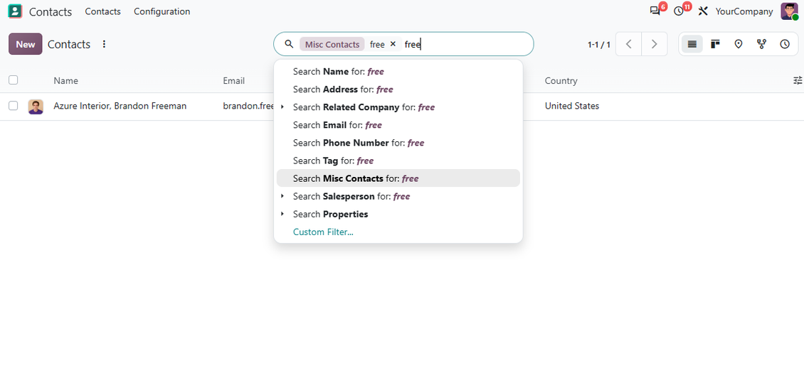 Search by misc contact data