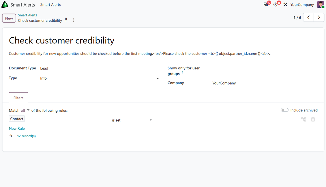 Avisos CRM Odoo