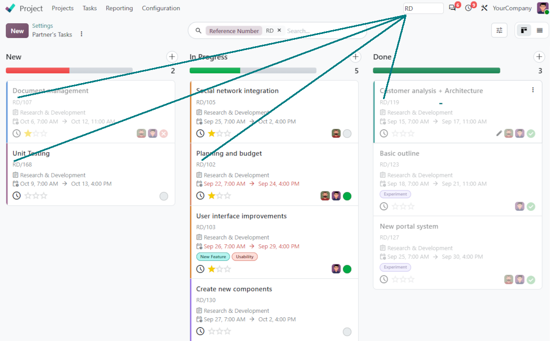 Few tasks were found by the quick Odoo search