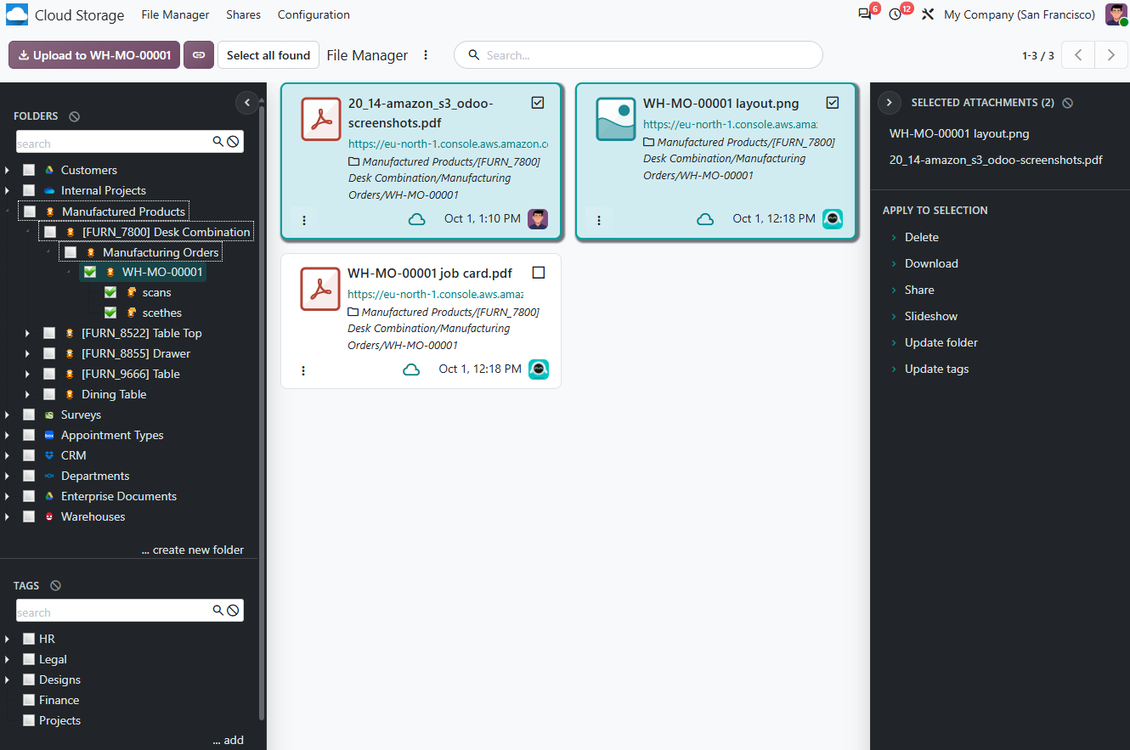 Synchronize Odoo folders with Amazon buckets