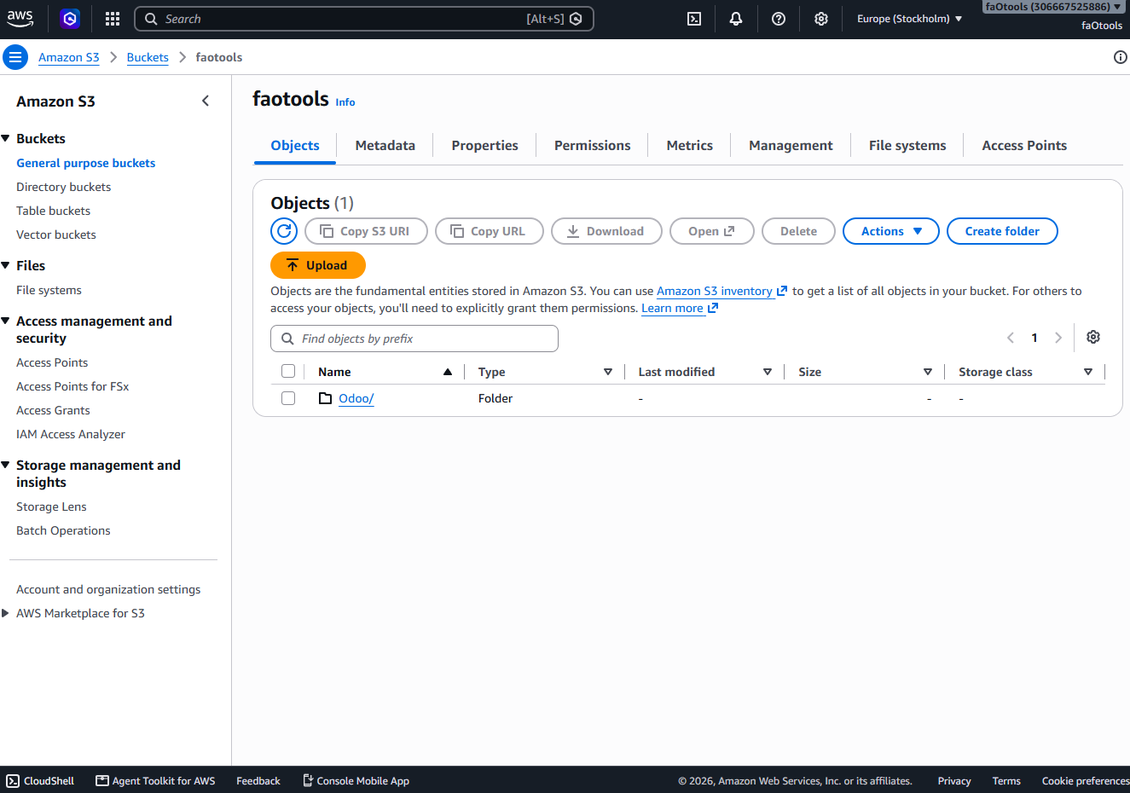 Odoo's root folder is in Amazon