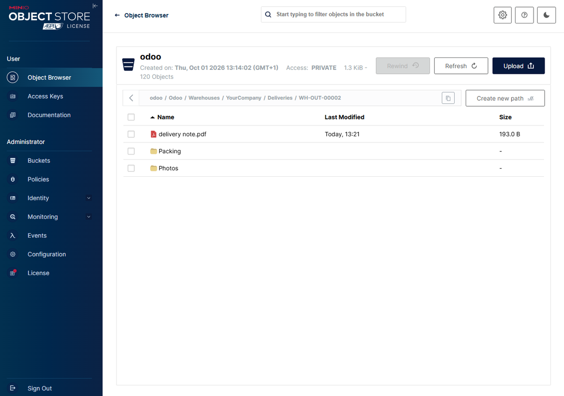 Document-related folder in MinIO S3