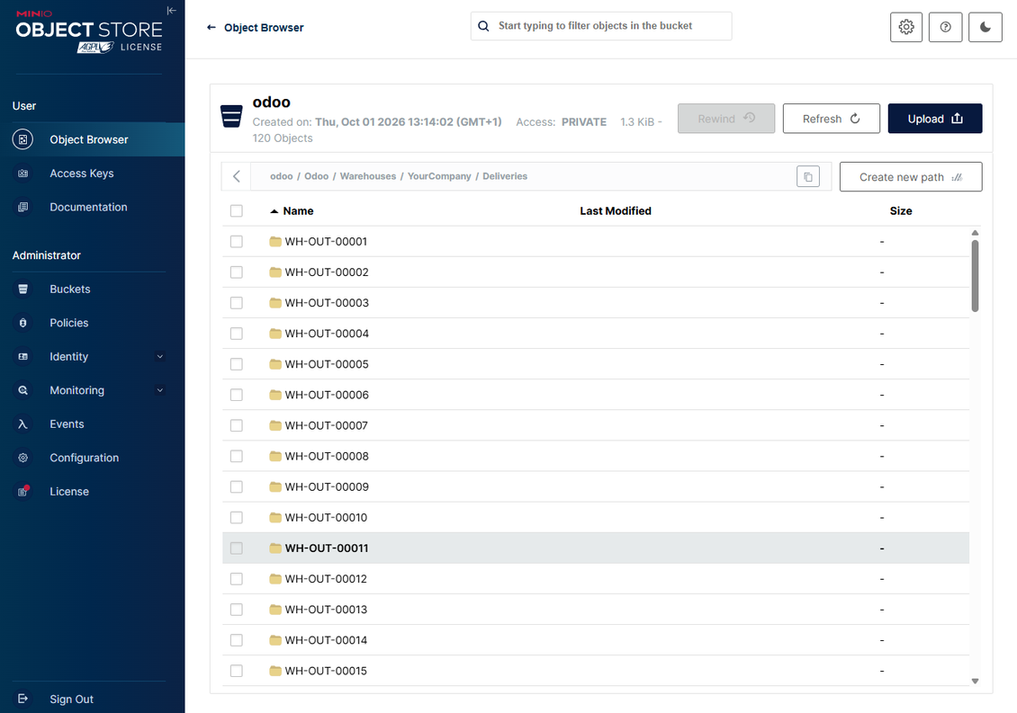 MinIO S3 subdirectories