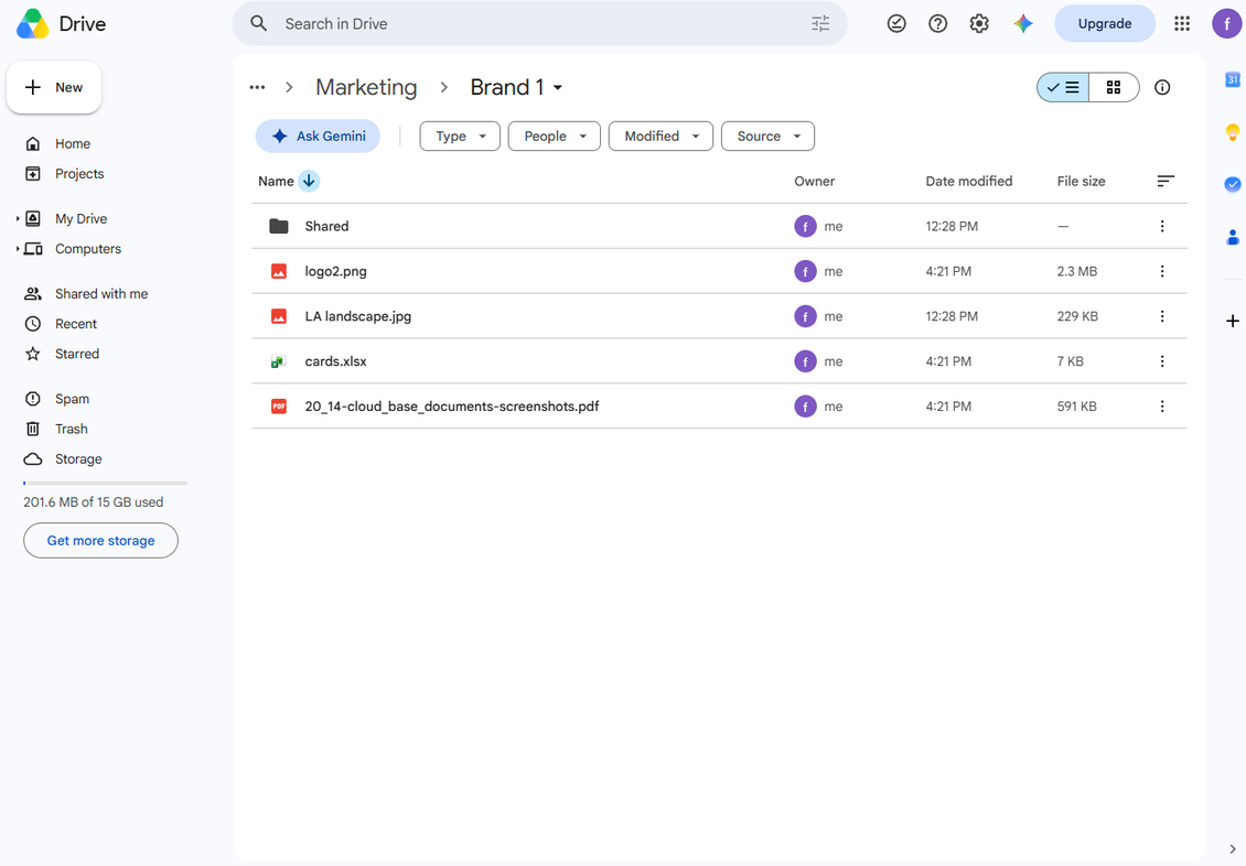 Odoo Enterprise Documents workspace shown in the connected cloud storage after synchronization