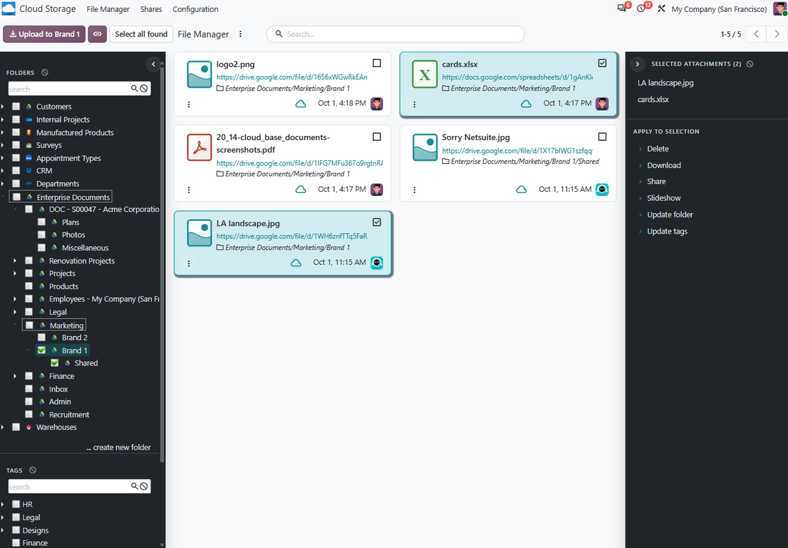 Enterprise Odoo Workspaces as DMS folders