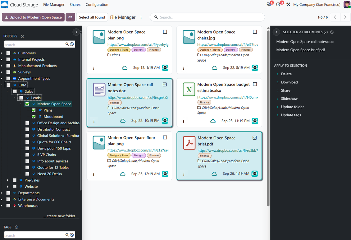 Synchronize Odoo folders with Dropbox