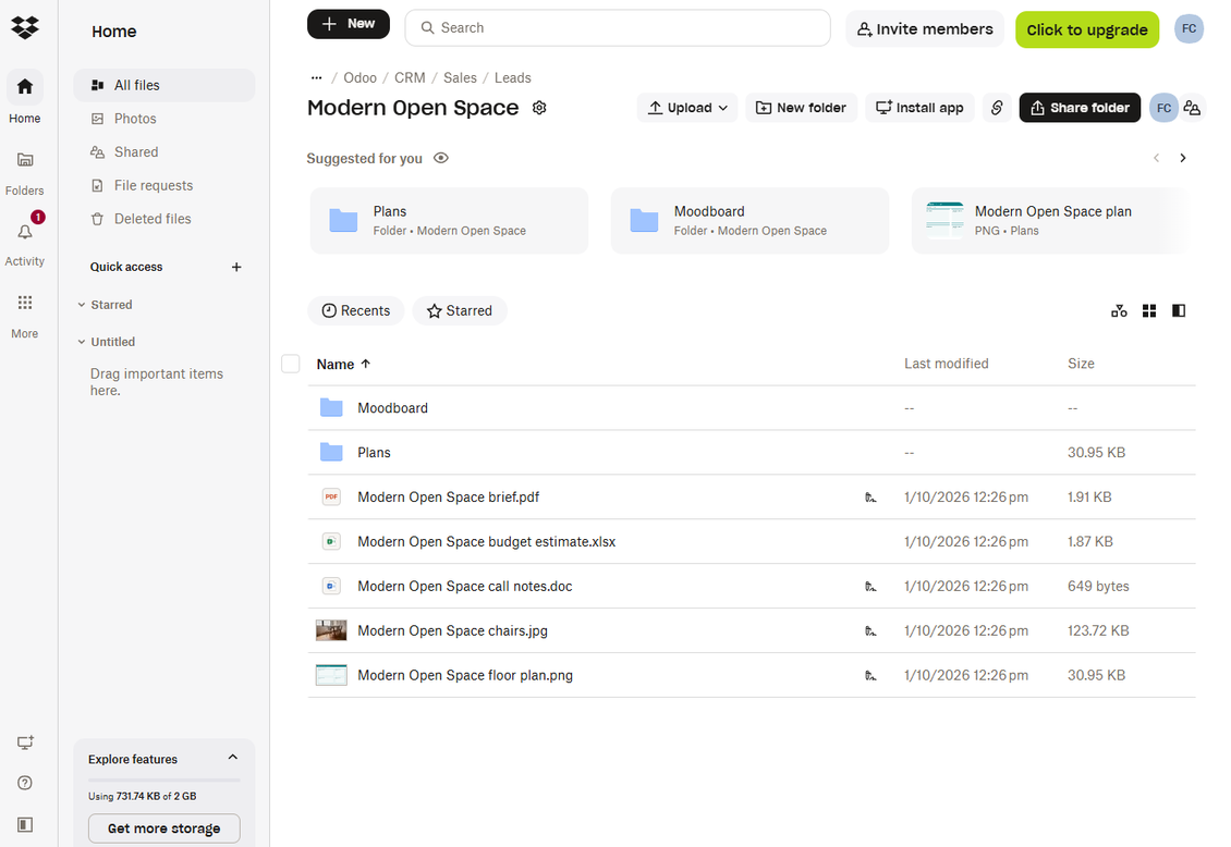 Document-related folder in Dropbox
