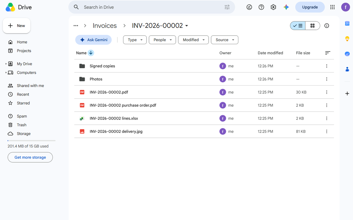 Document-related folder in Google Drive