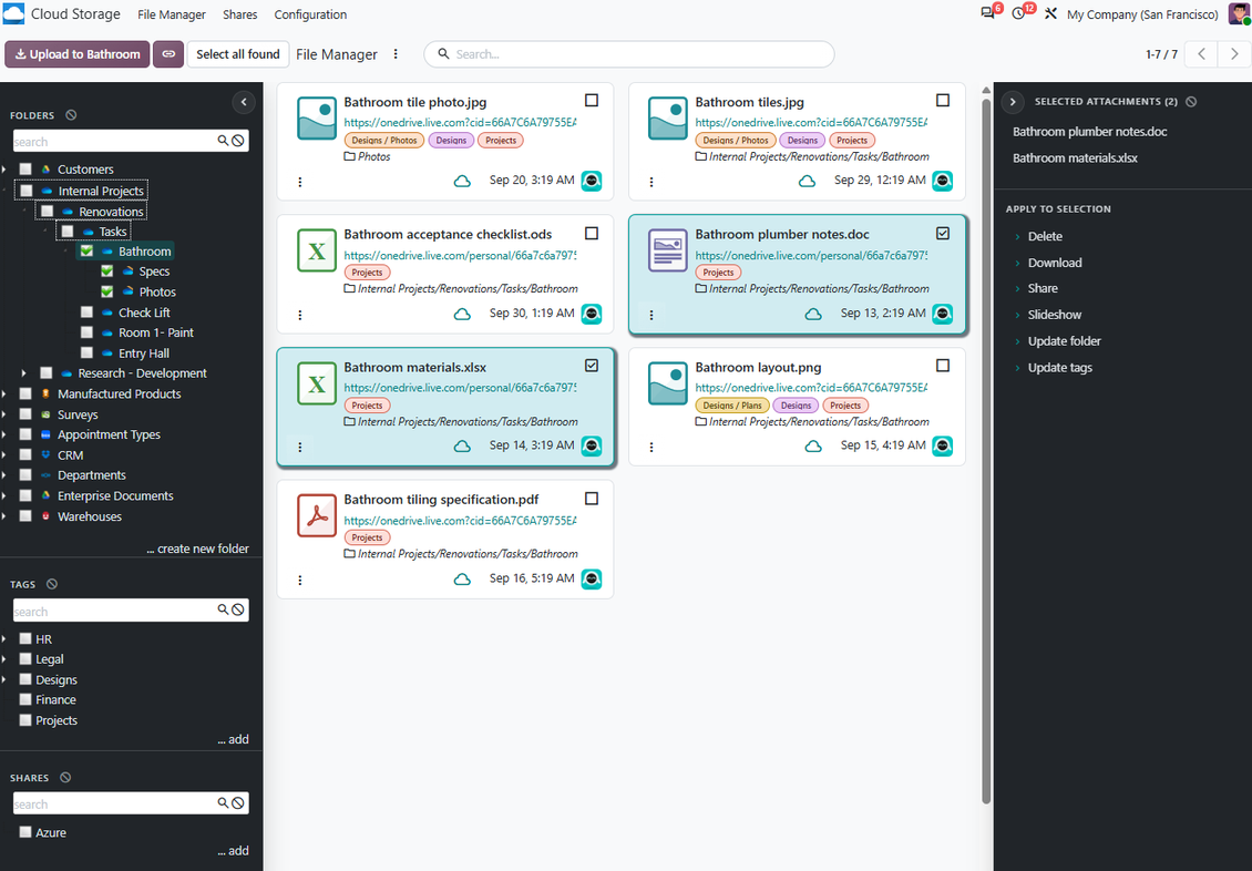 Synchronize Odoo folders with  OneDrive/SharePoint