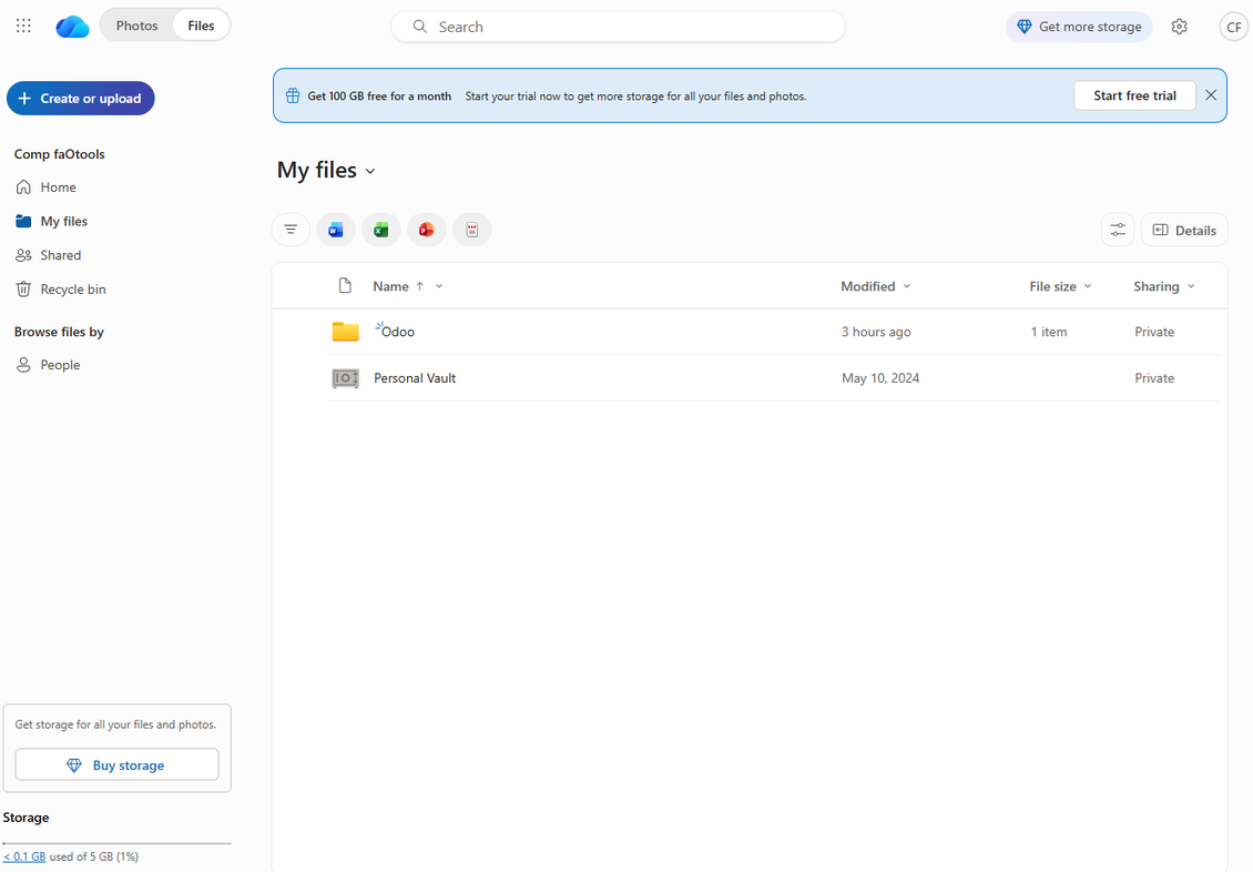 Odoo's root folder is in SharePoint/OneDrive