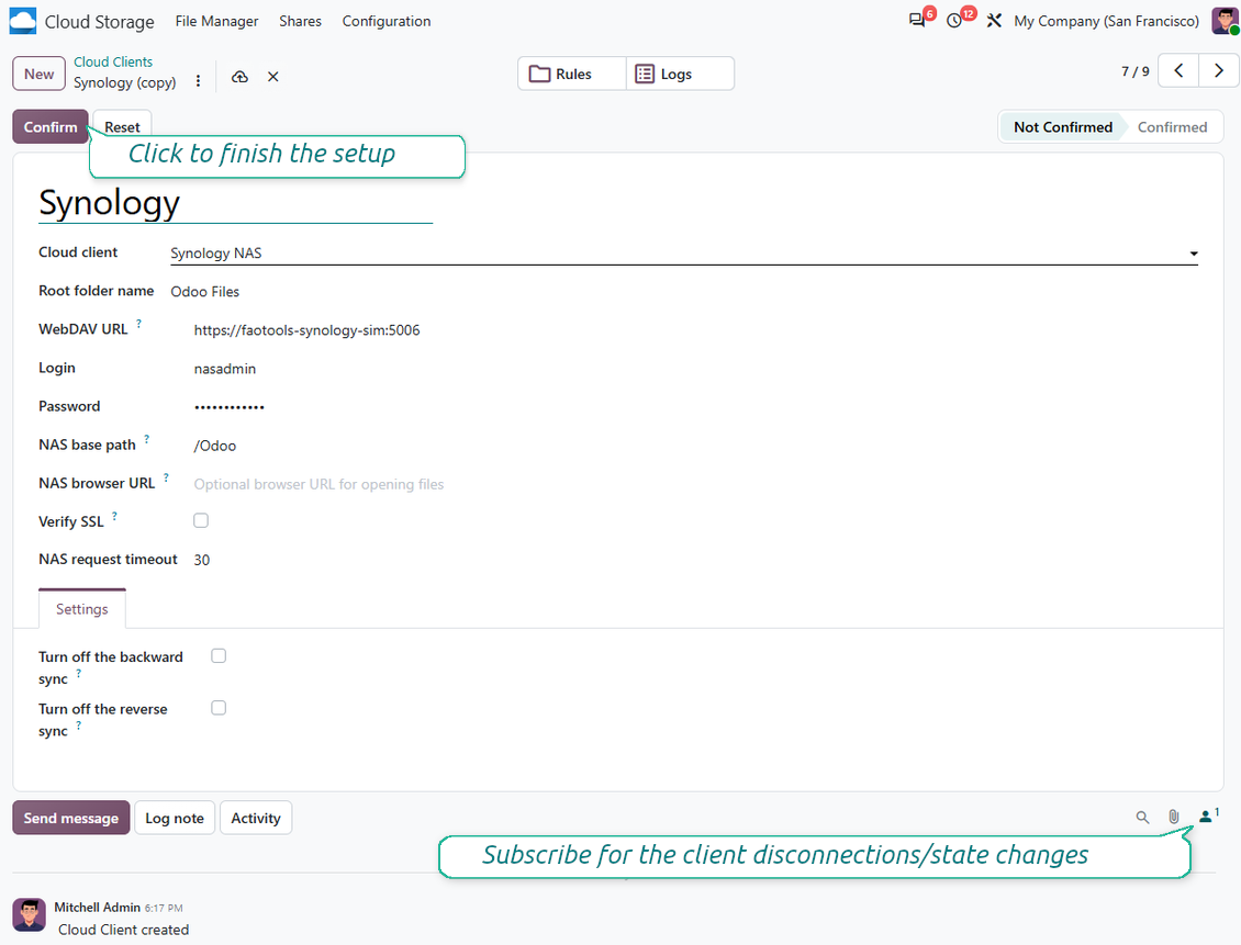 Synology Odoo Connection