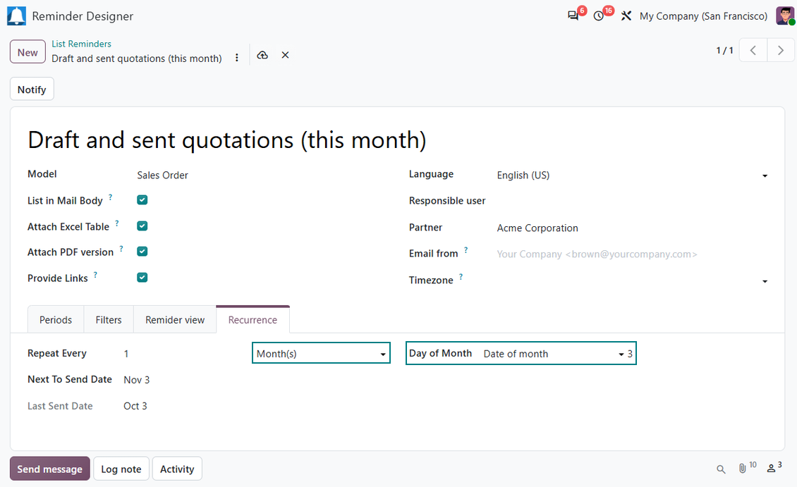 Odoo monthly report
