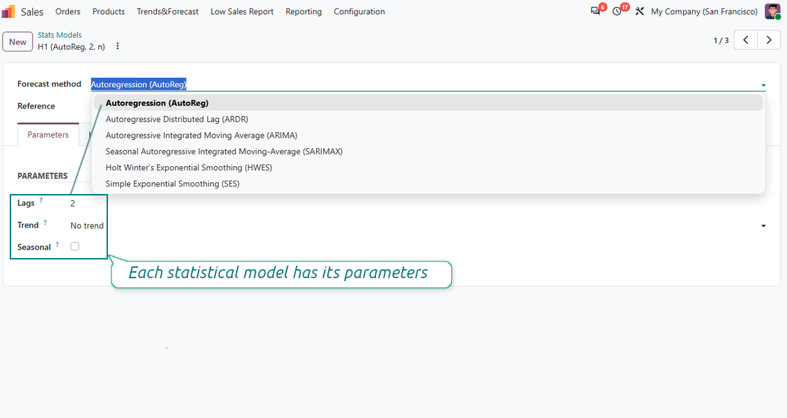 Statsmodel settings