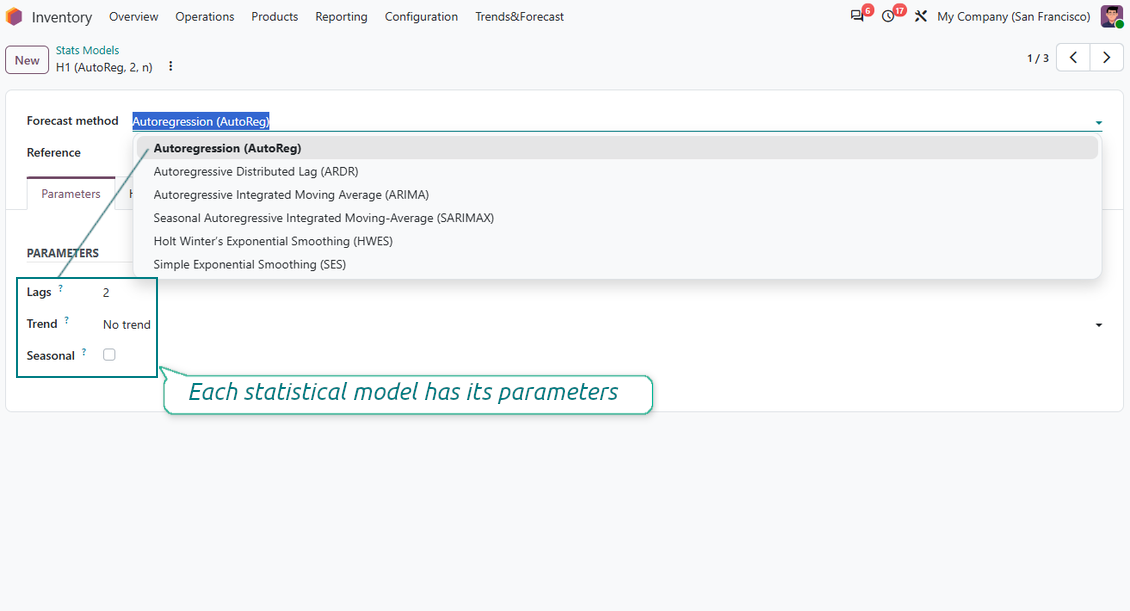 Statsmodel settings
