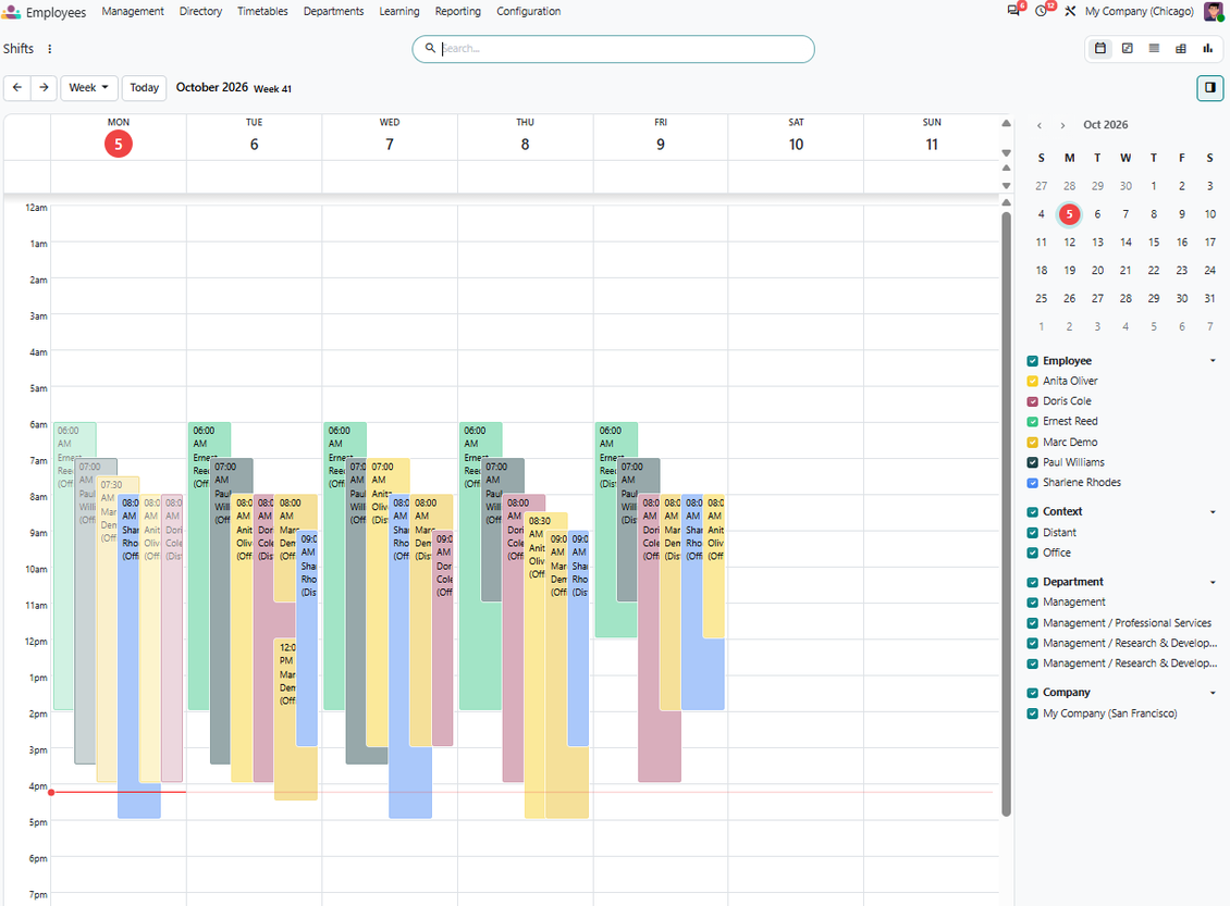 Odoo shift calendar