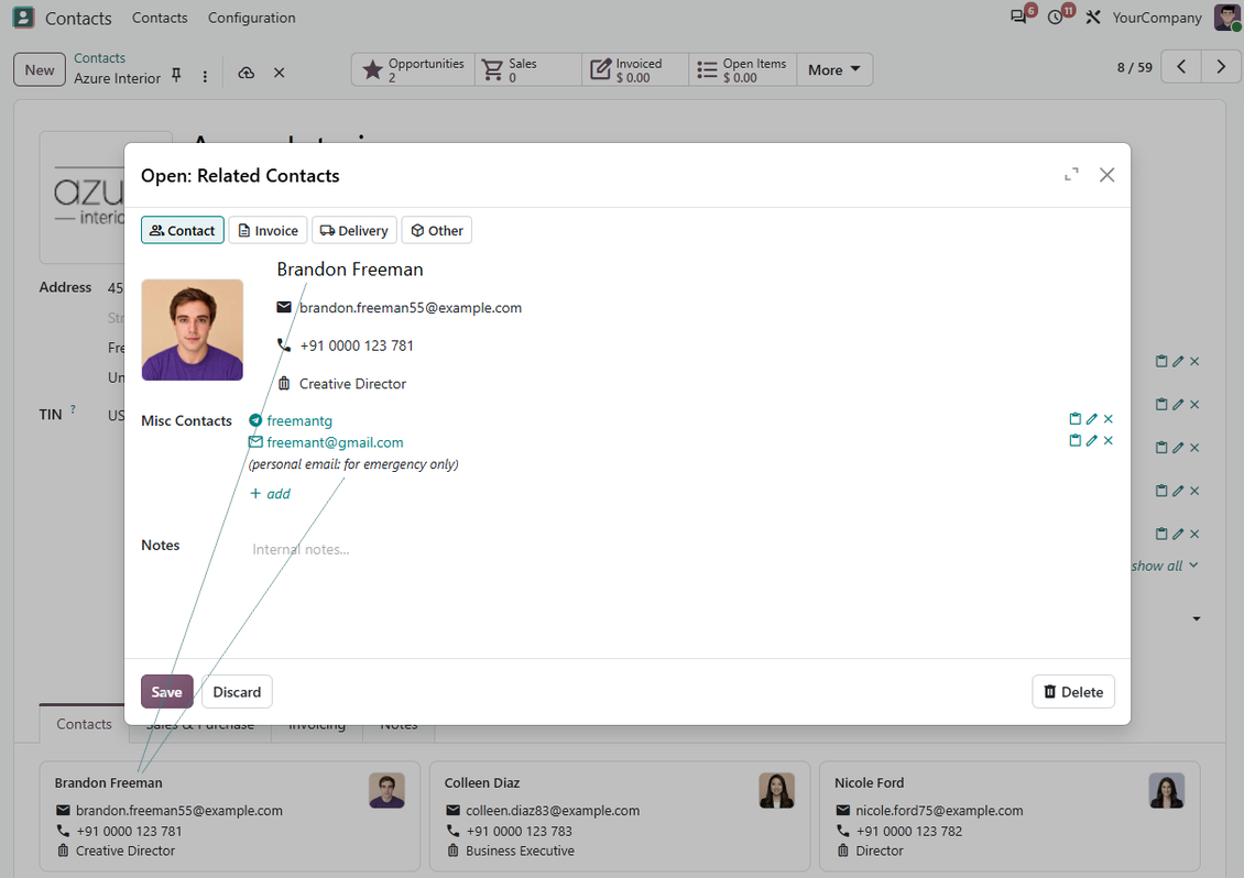 Multiple contact details for Odoo contacts