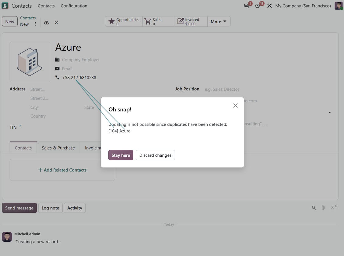 Odoo partners: rigid duplicates
