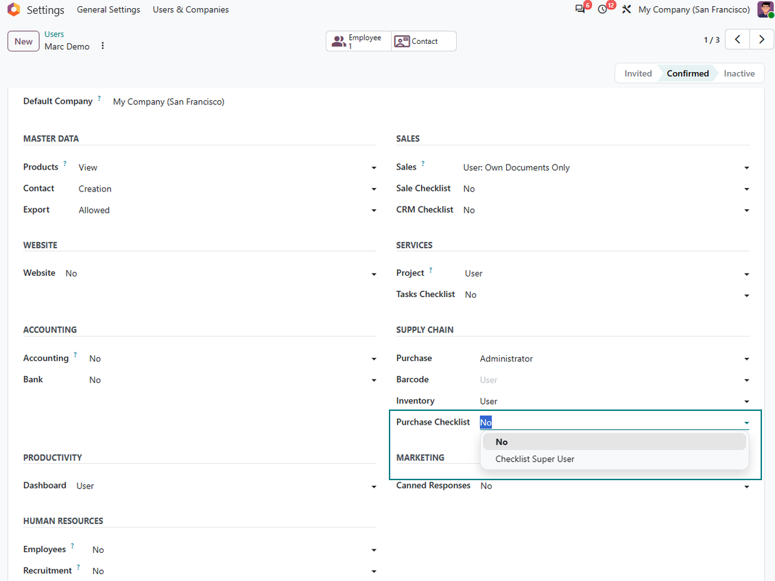 Purchase checklist super user