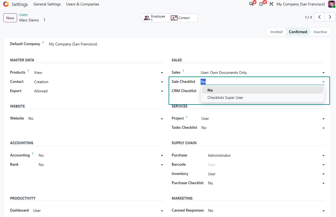 Sales checklist super user