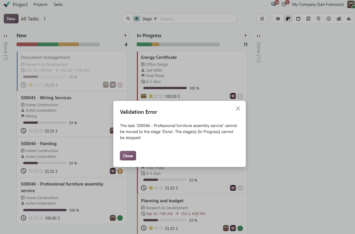 Tasks: no state skipping