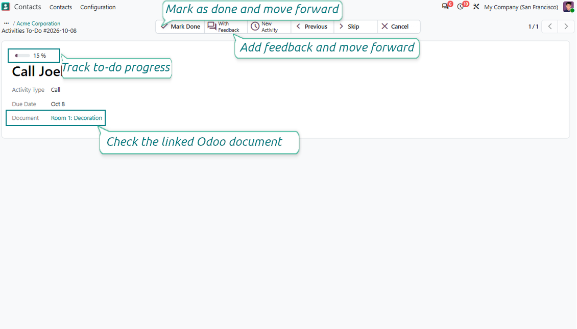To-do activities interface