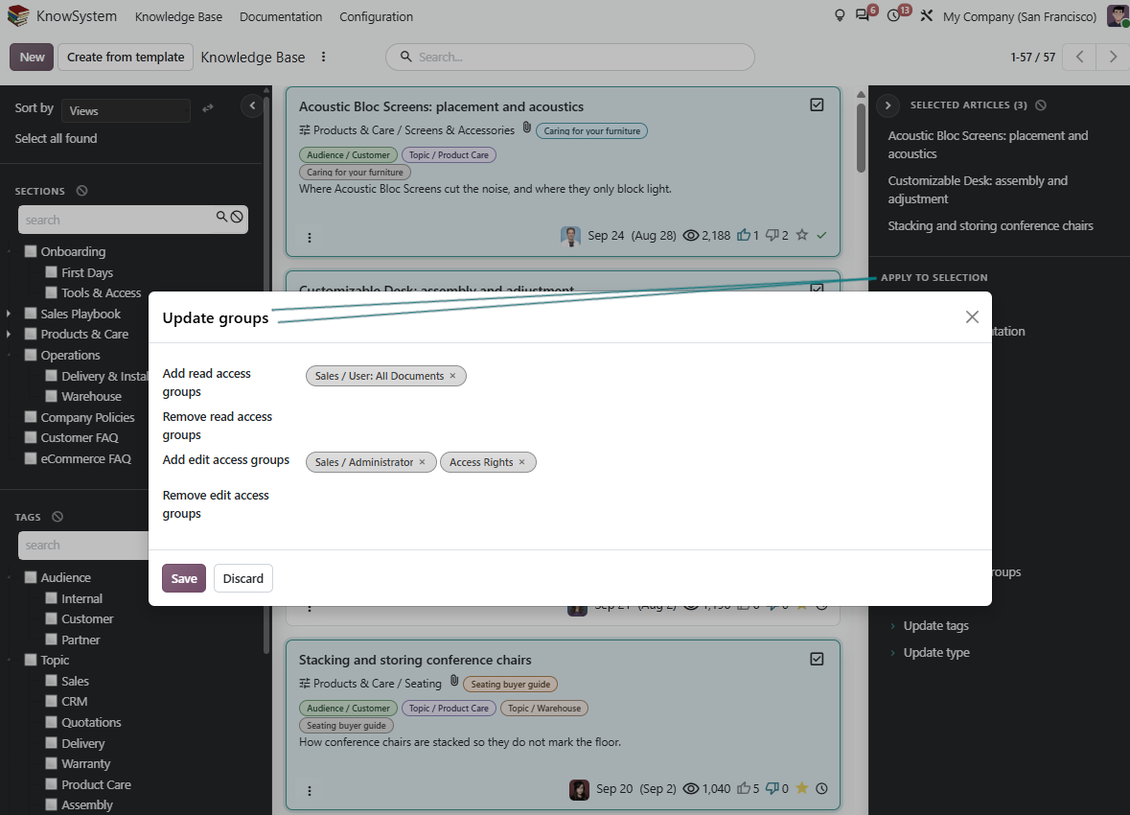 Perbarui artikel KMS secara batch