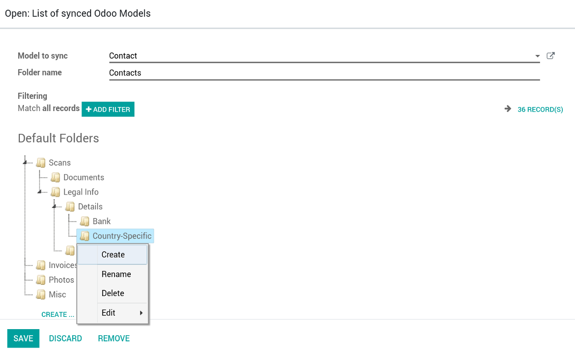 Default directories within each document folder