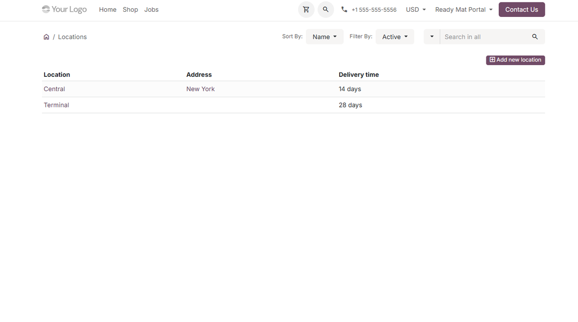 Vendor locations in Odoo's portal