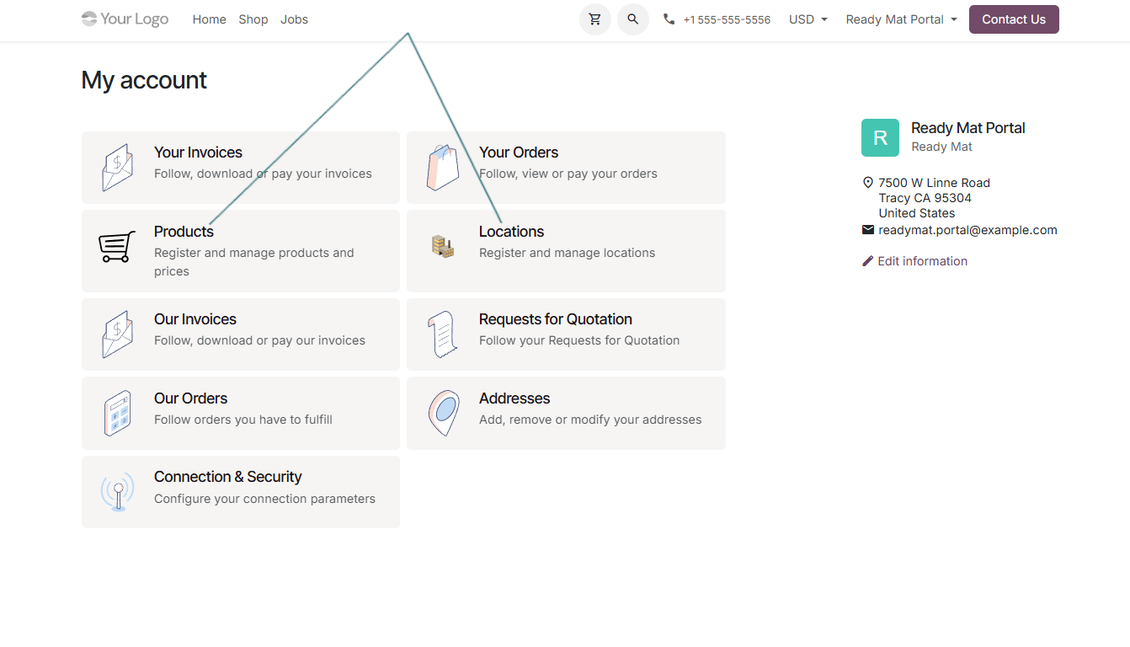 Vendor Products Portal home page in Odoo