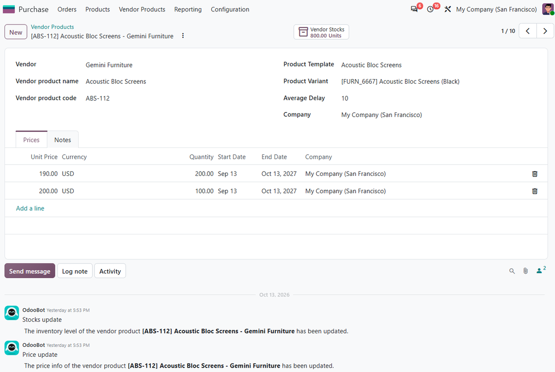 Supplier product in Odoo