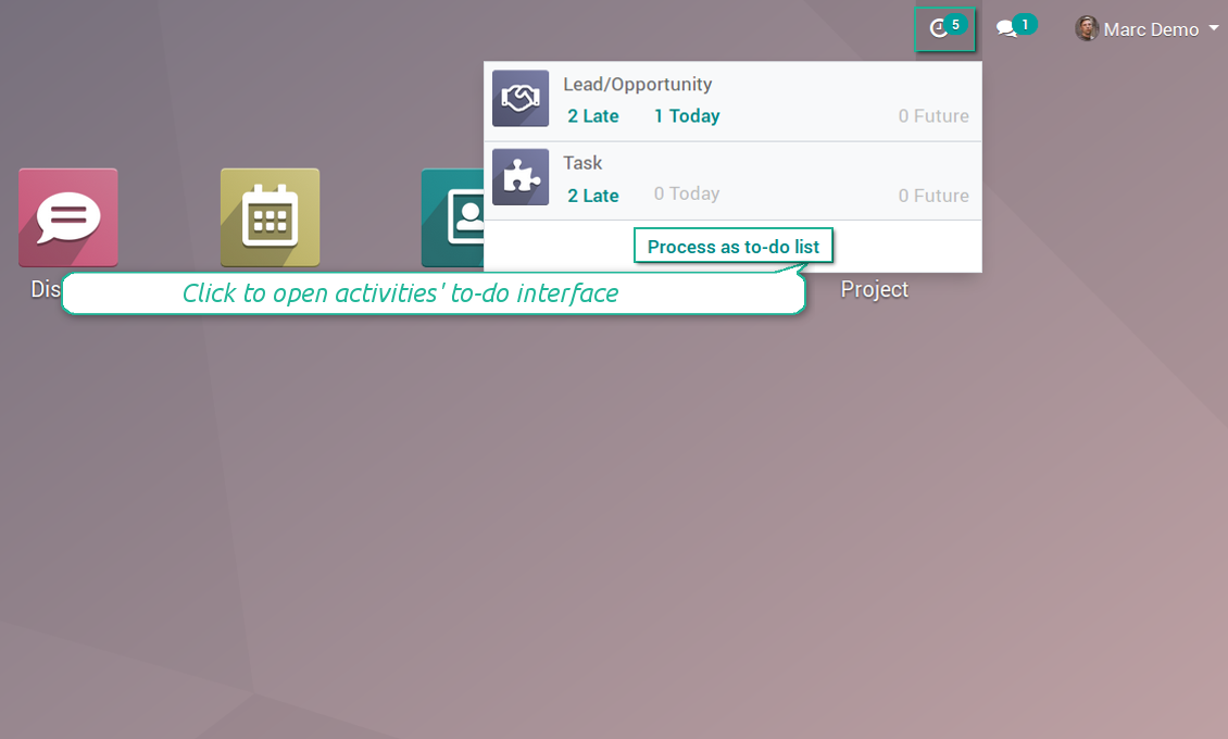 Activities interface shortcut