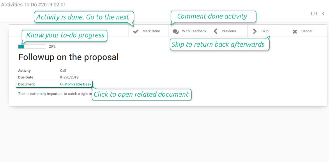 To-do activities interface