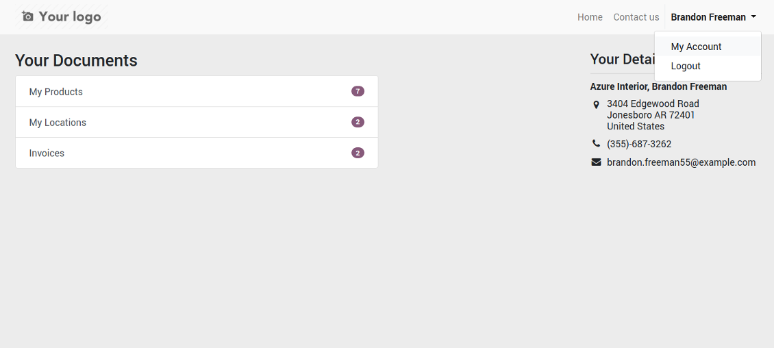 Main page of supplier portal