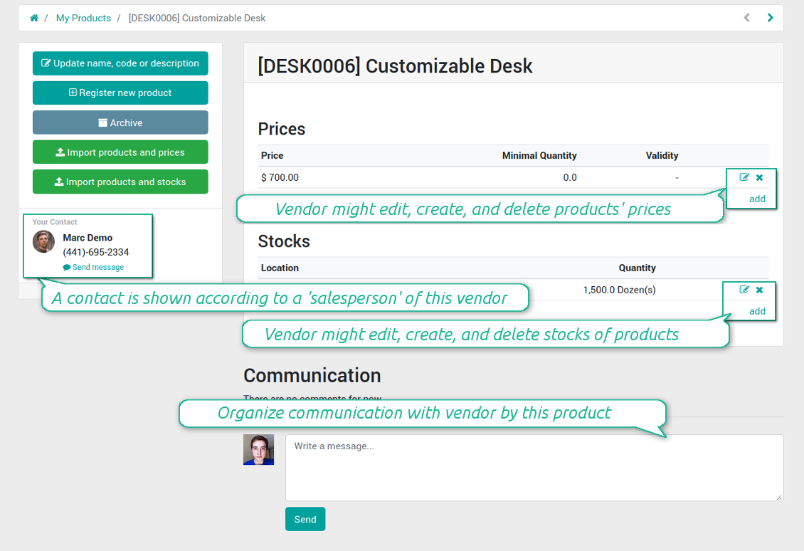 Vendor portal product card