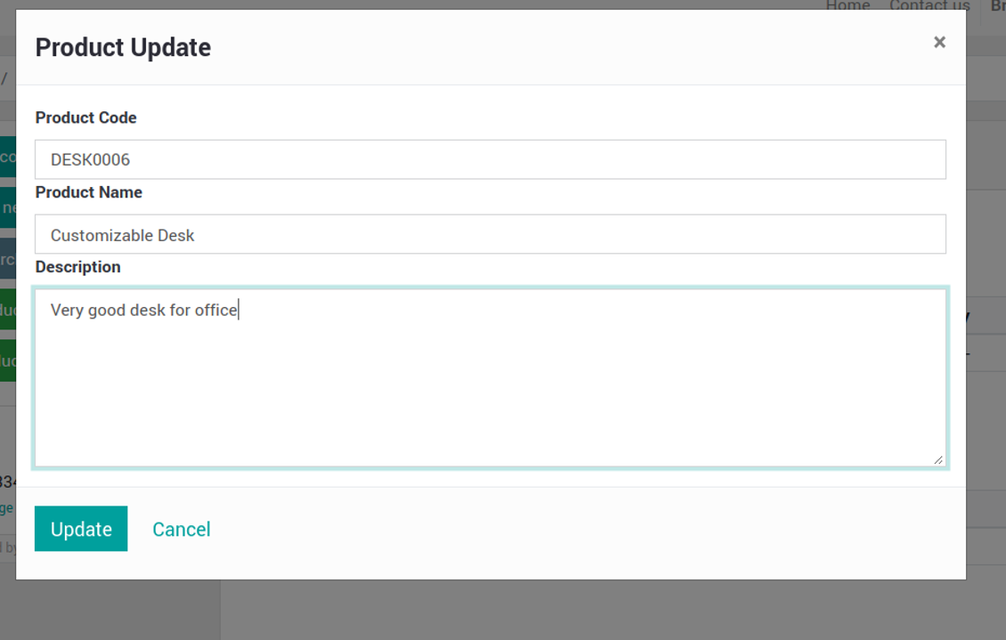 Suppliers products' update through portal