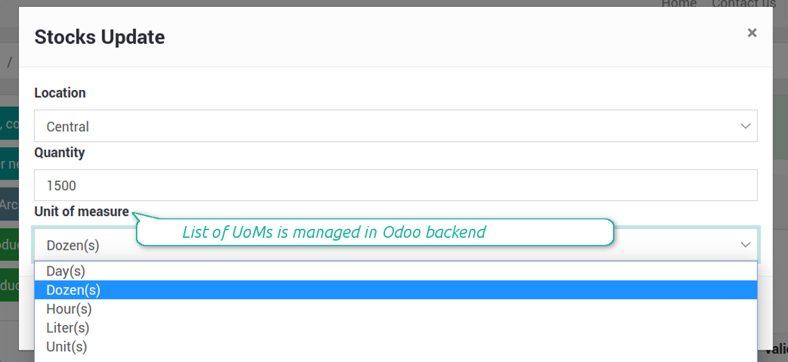 Vendor stock level update in portal
