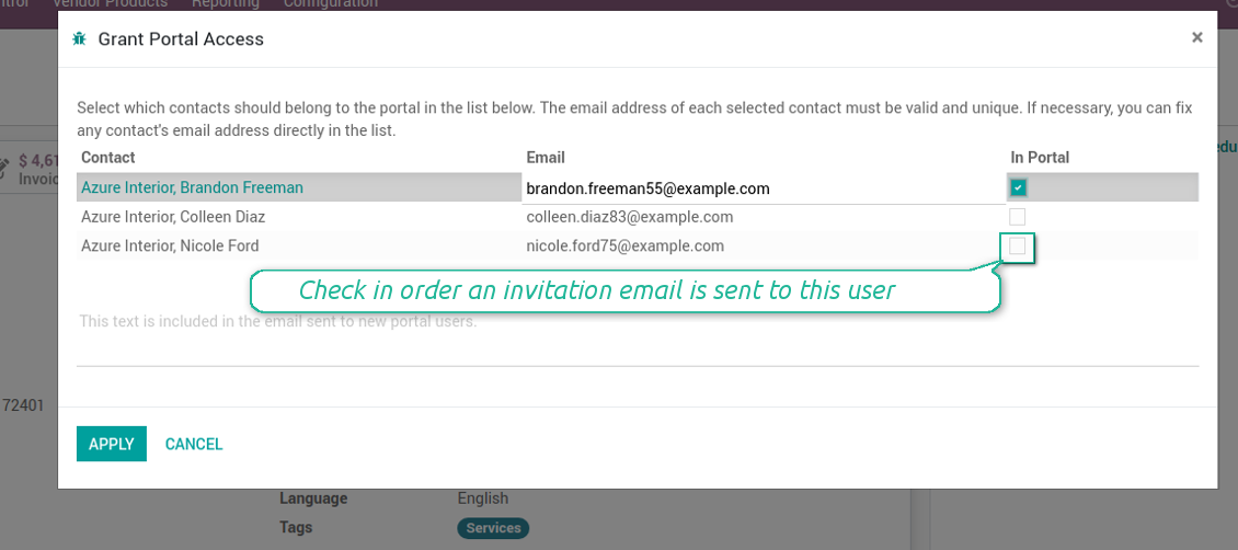 Supplier access to portal pages
