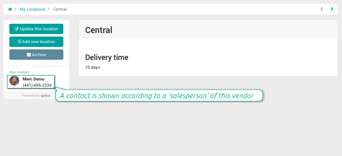 Vendor portal location