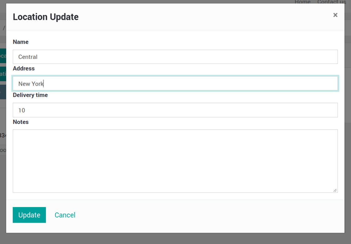 Supplier warehouse in portal