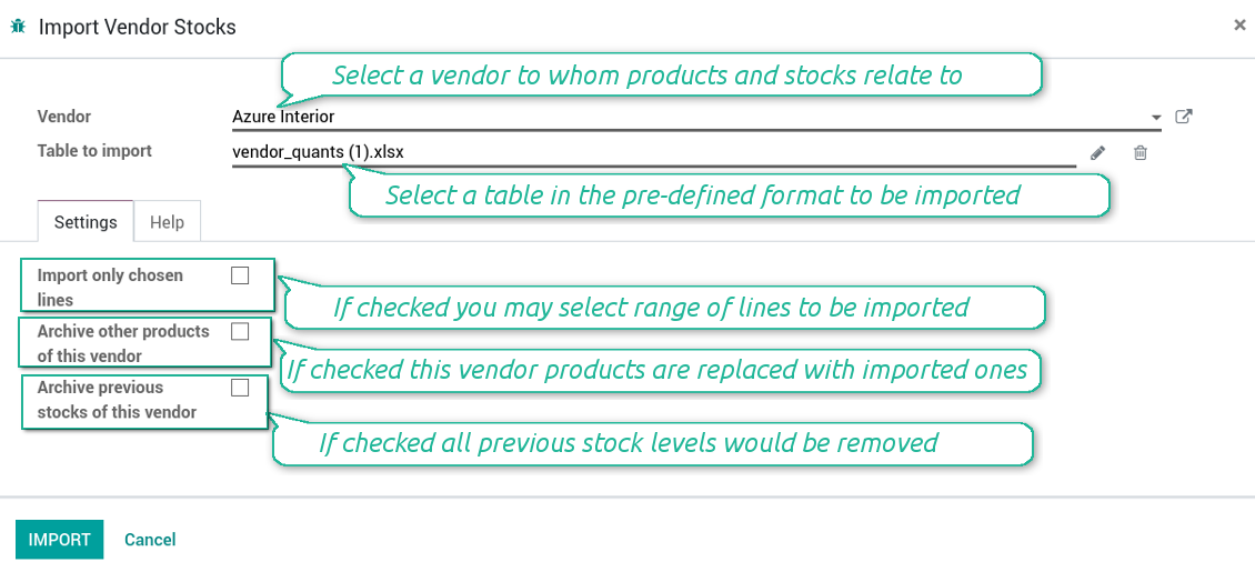 Wizard to import suppliers' products and stocks