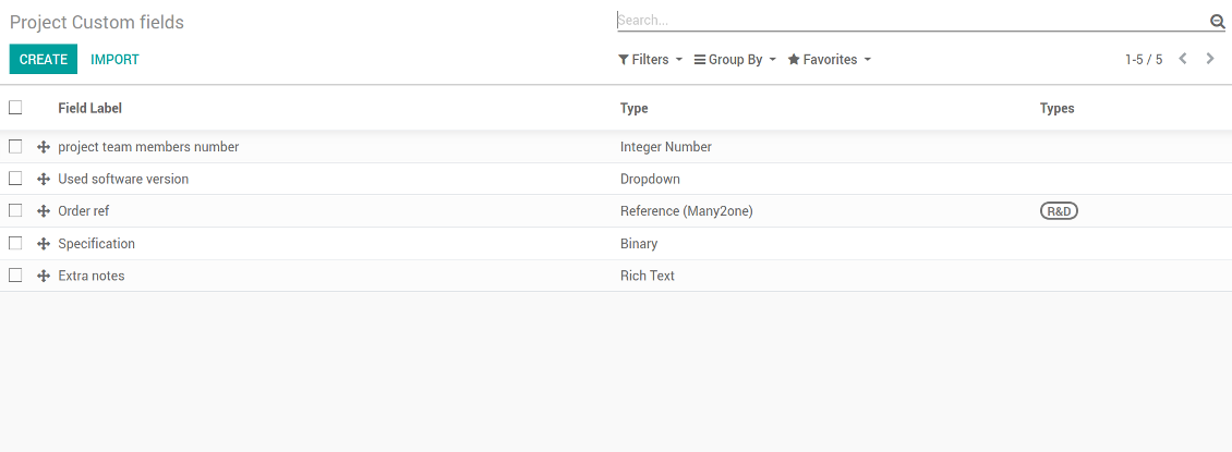 Customize properties of projects