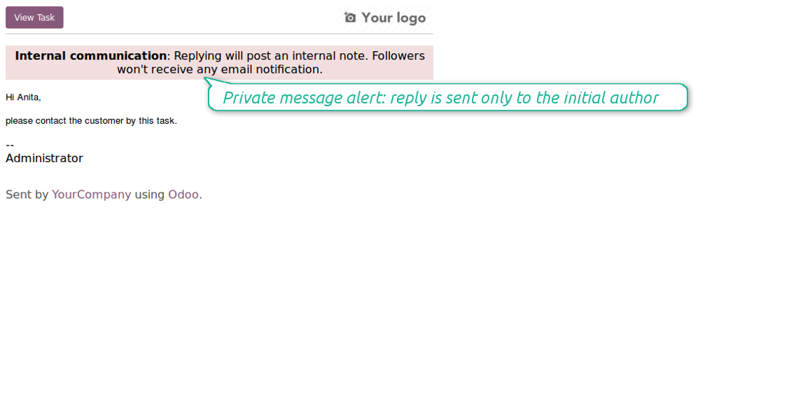 Private message in an email client