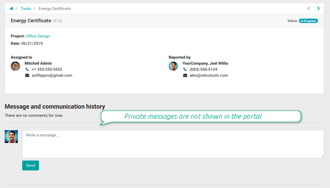 Portal private messaging